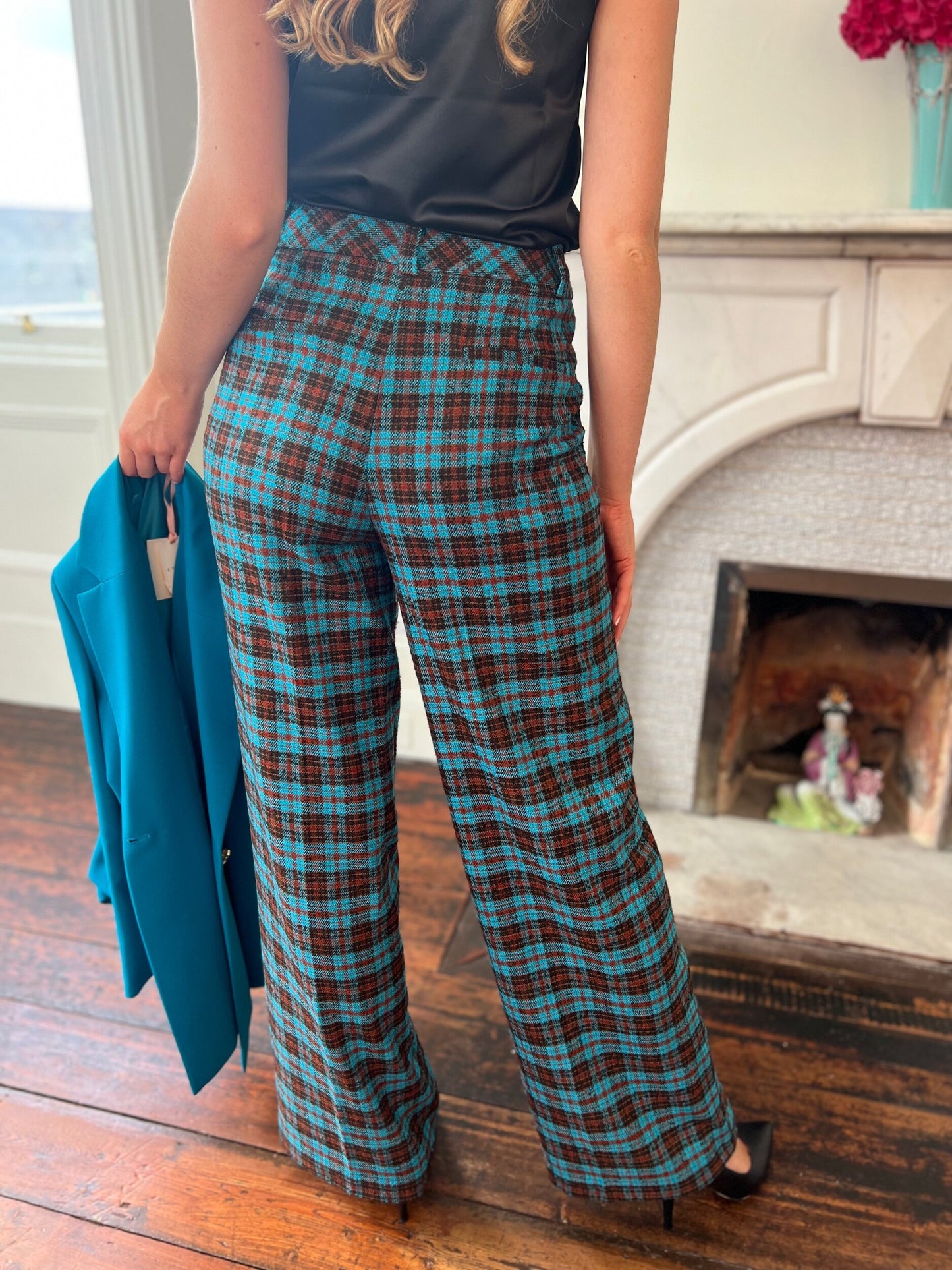 Petrol, Rust and Black Check Trousers