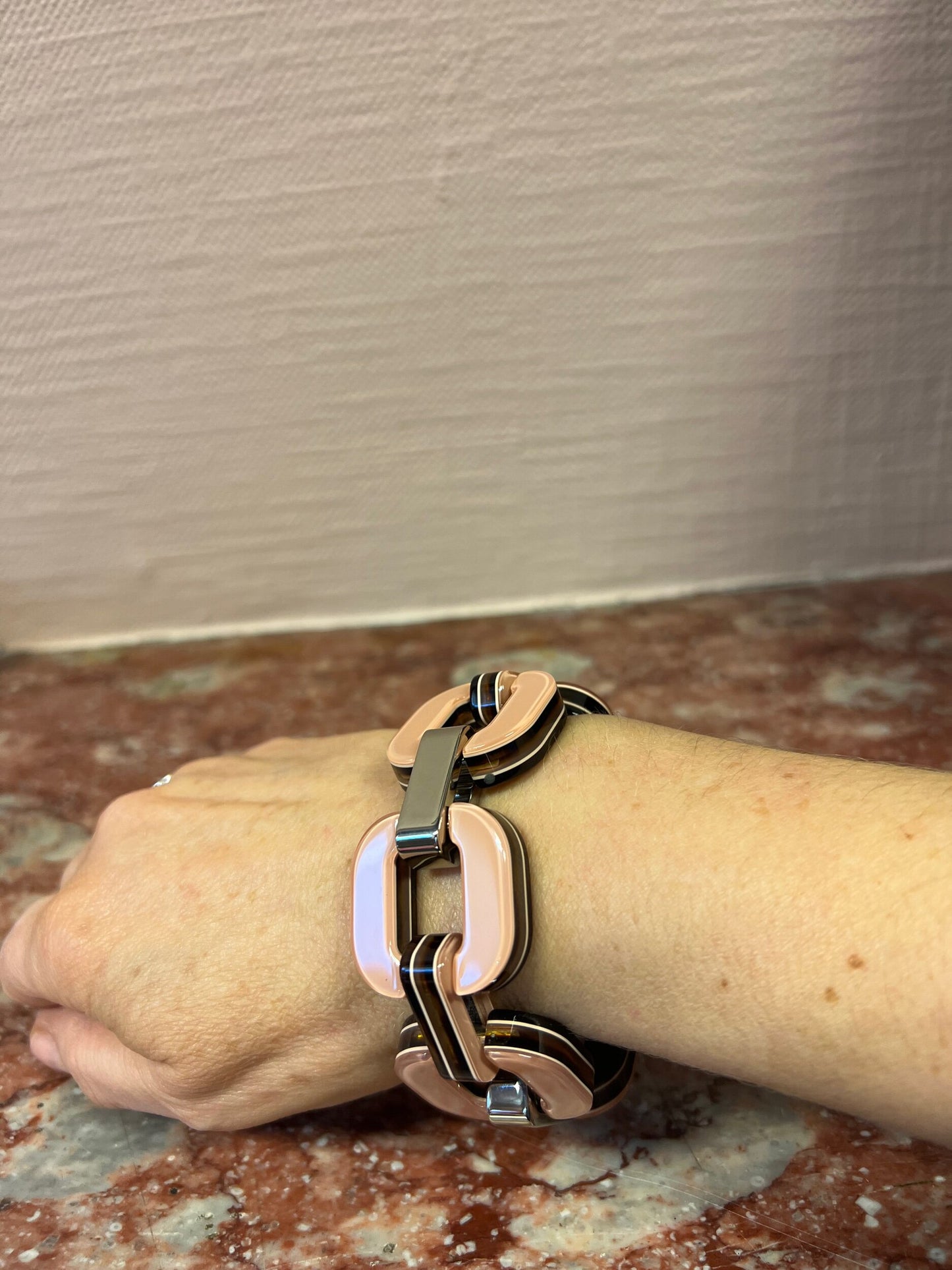 Double Sided Blush Pink and Tortoise Shell Bracelet