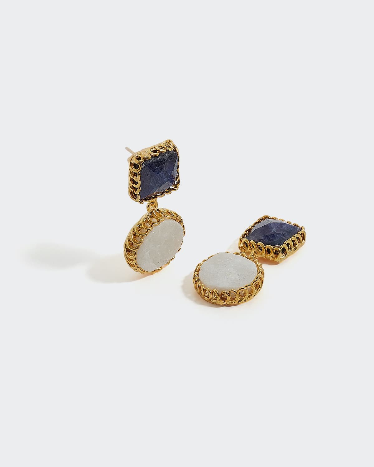 Sapphire and Chalcedony Earrings